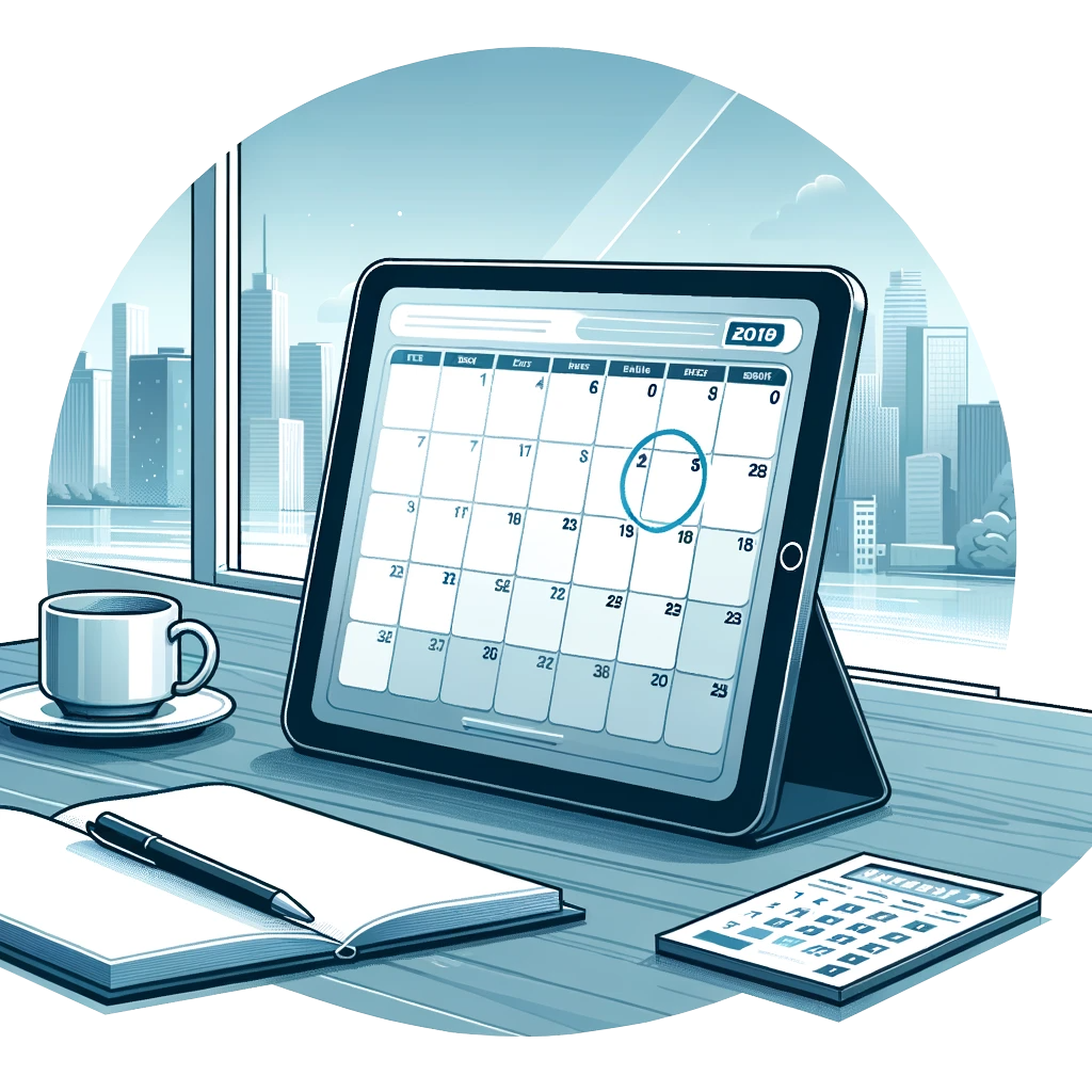 Agenda sur tablette pour prendre un rendez-vous de consultation gratuite avec Visibloo